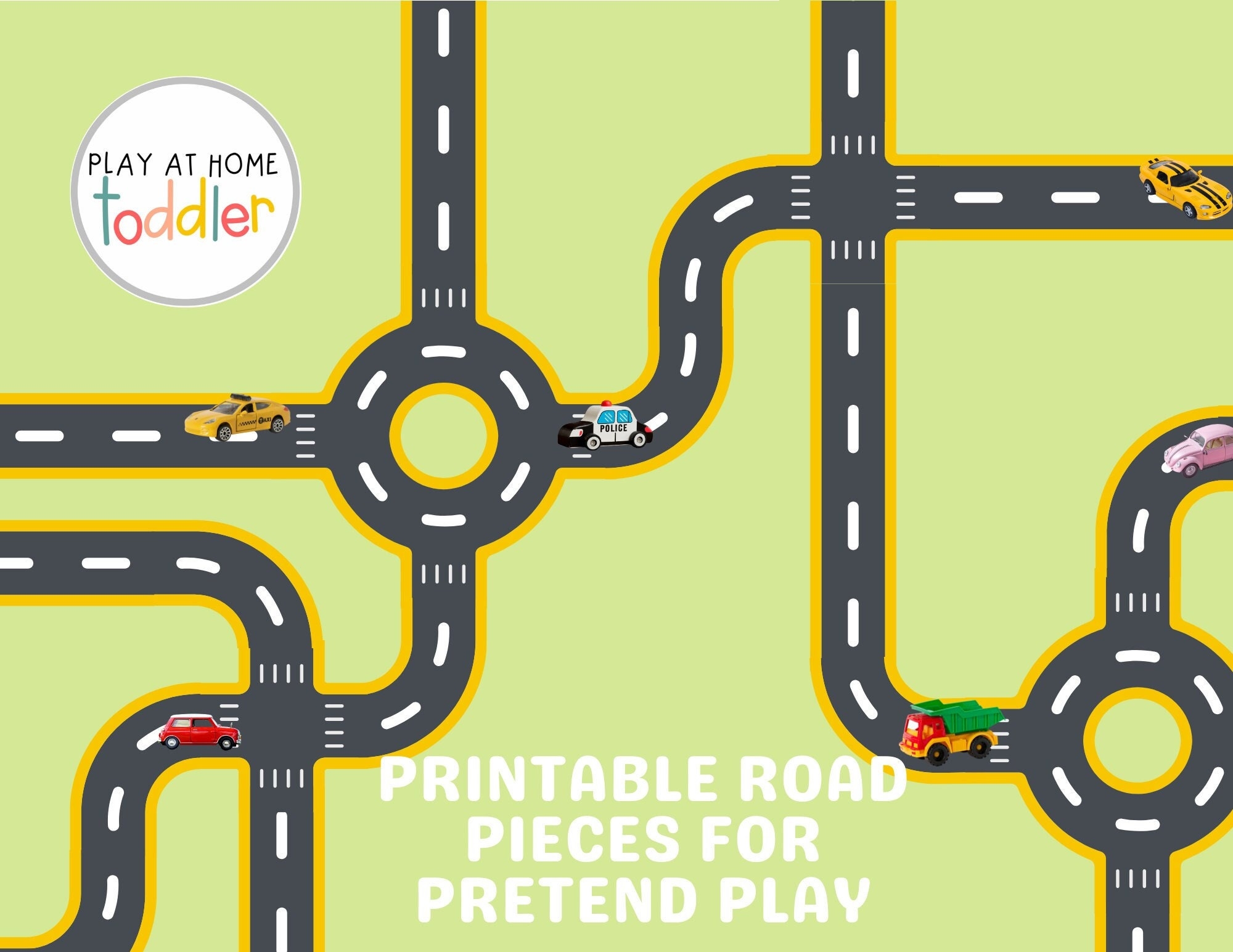 Printable Toy Car Roads Pretend Play Road Segments digital Download Etsy