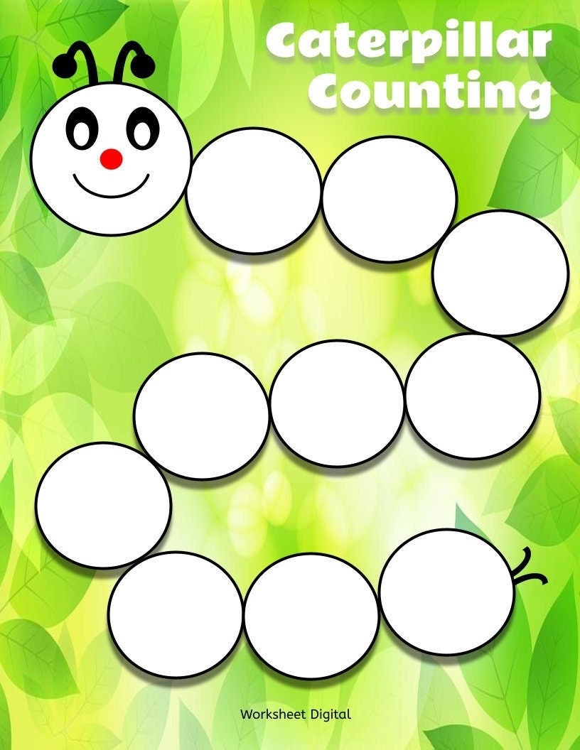 Printable Worksheet Caterpillar Counting Numbers 0 To 100 Fill In The Missing Numbers Kindergarten Preschool Homeschool Busy Book Homework Etsy