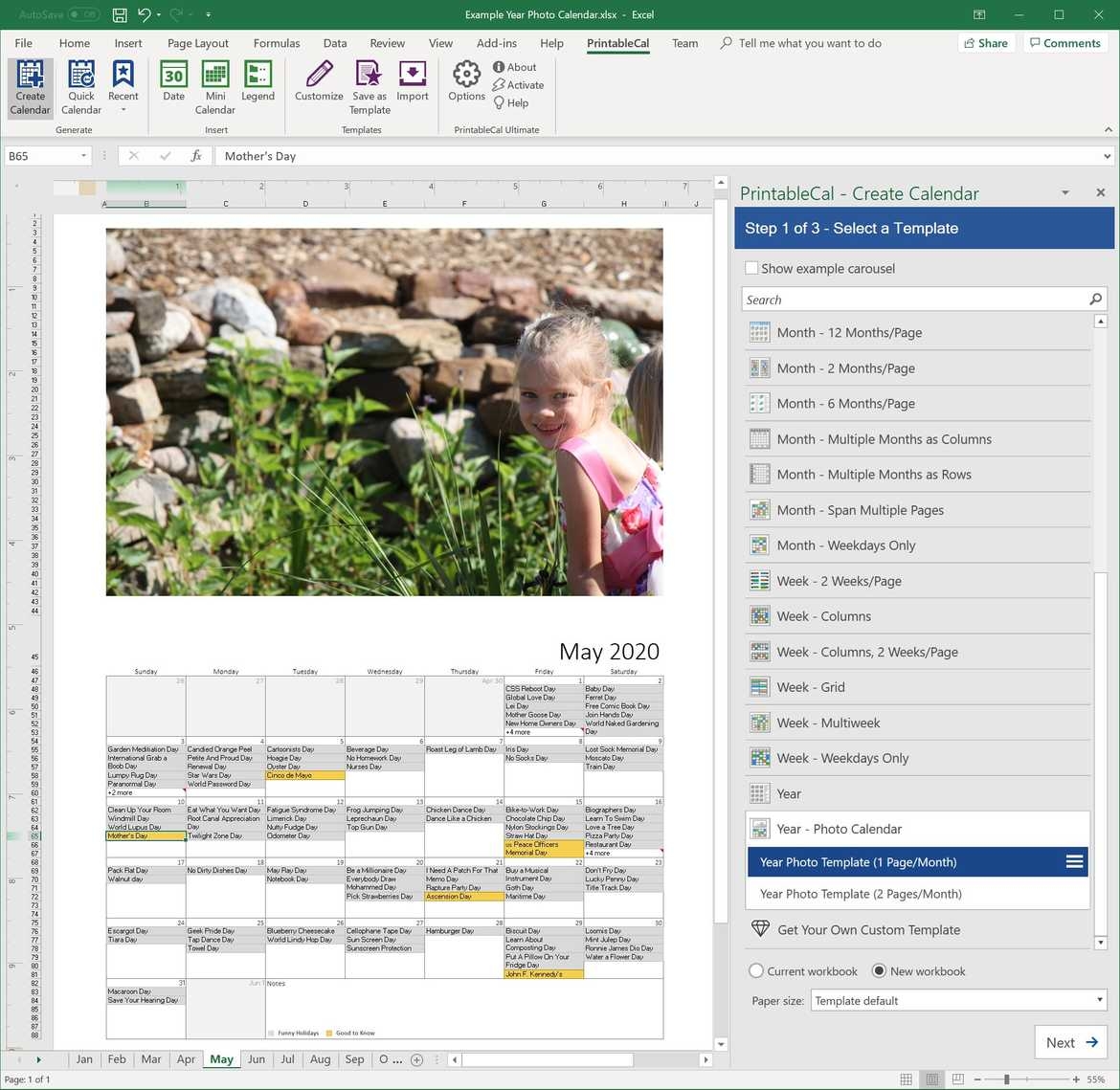 PrintableCal Create Printable Calendars With 90 Calendar Templates For Excel Word And PowerPoint