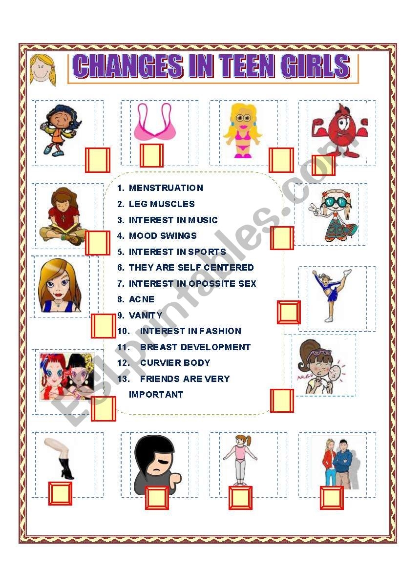 PUBERTY Changes In Teen Girls Match ESL Worksheet By Ilona