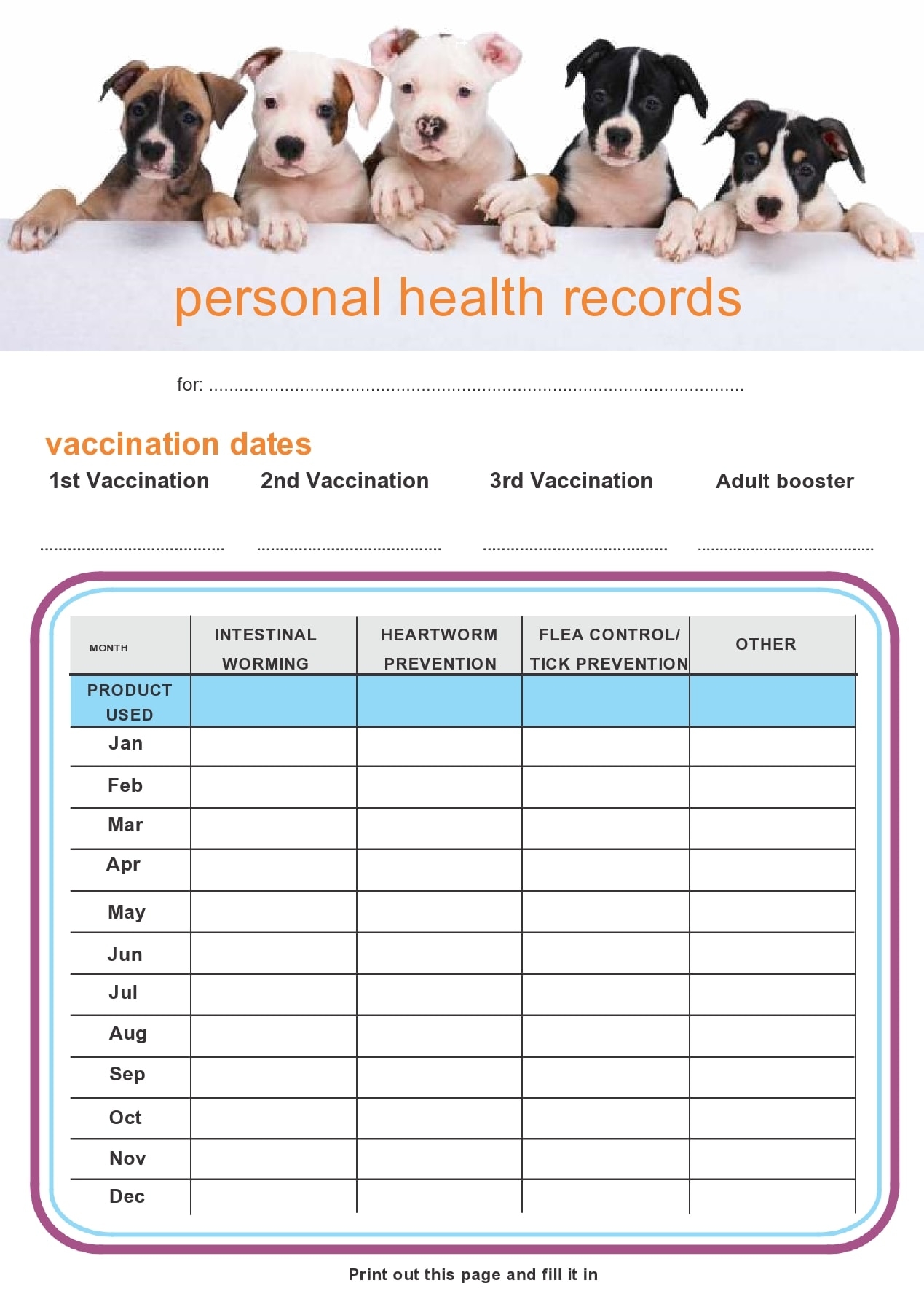 Printable Dog Vaccination Schedule Chart Pdf