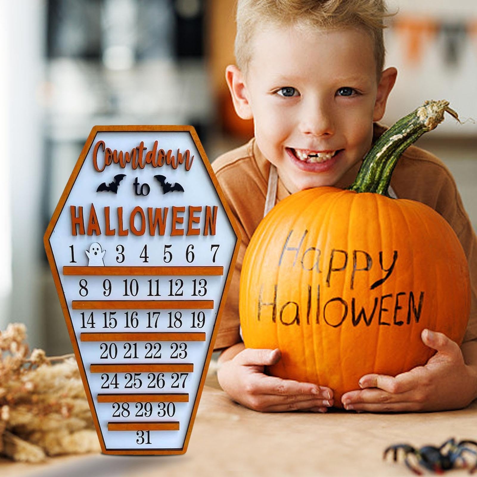 PW TOOLS Halloween Calendar Wall Hanging Countdown Calendar For Halloween 31 Day Countdown Calendar Wooden Crafts Halloween Party Supplies Trick Or Treat Amazon de Toys
