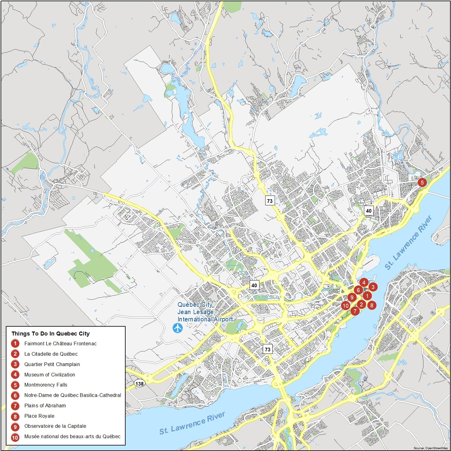 Printable Map Of Old Quebec City