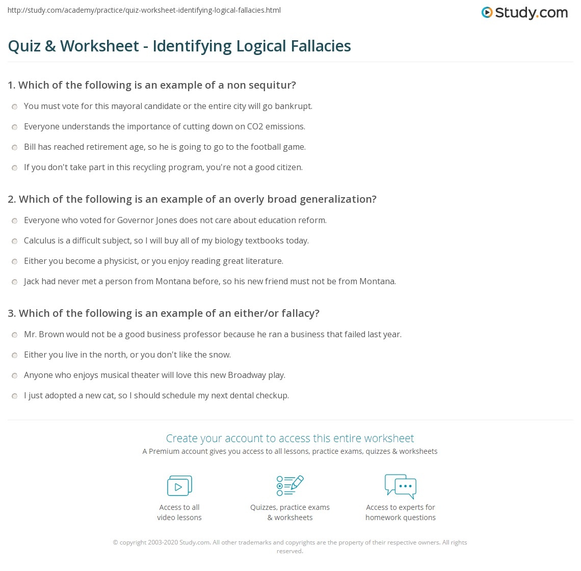 Printable Logical Fallacies Worksheet Printable Logical Fallacies Worksheet