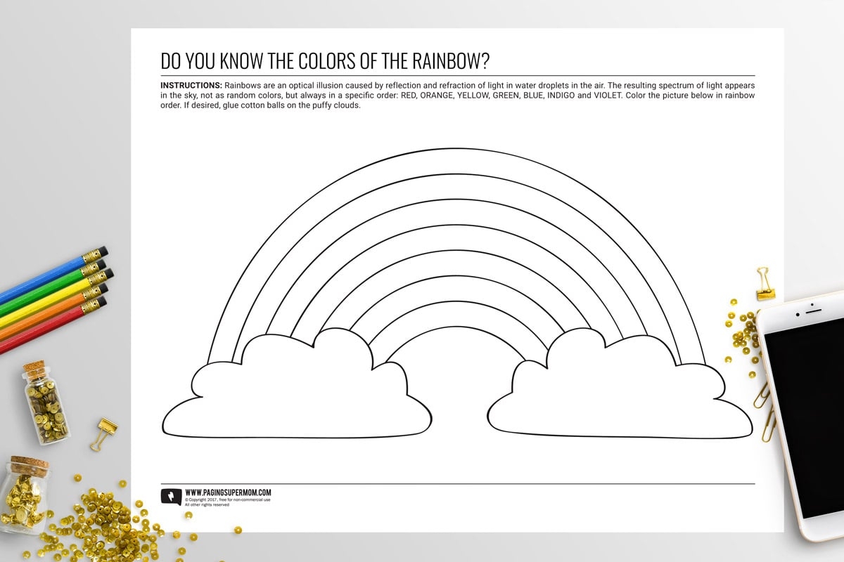 Rainbow Colors Worksheet Free Printable From Paging Supermom