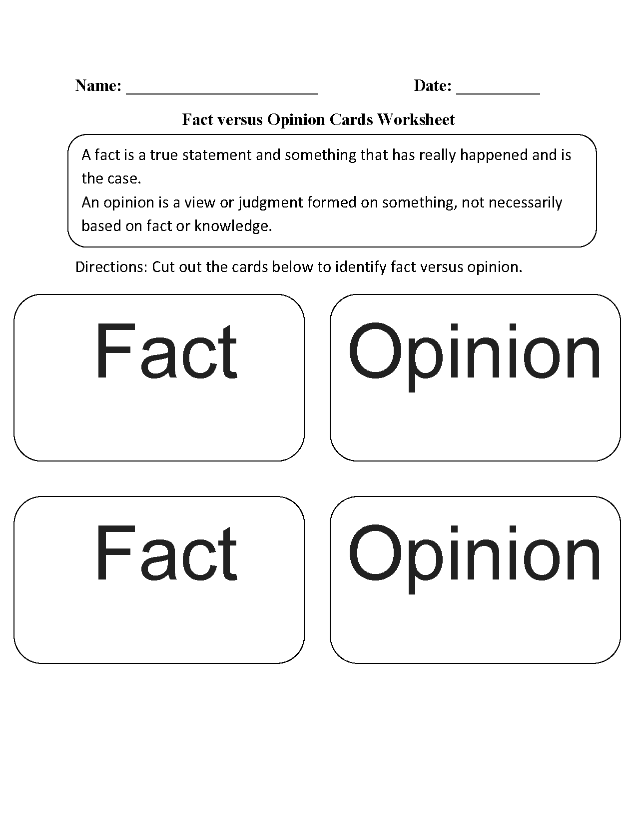 Printable Fact Vs Opinion Worksheet Printable Fact Vs Opinion Worksheet