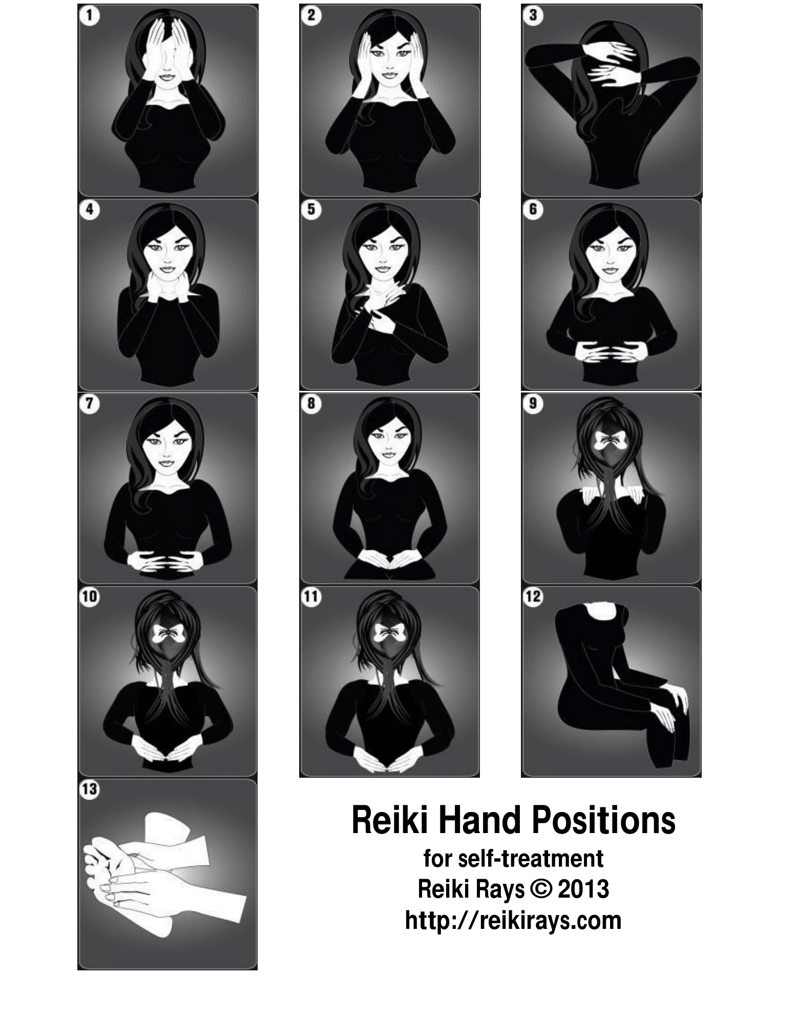 Reiki Hand Positions Downloadable PDF Chart Reiki Rays