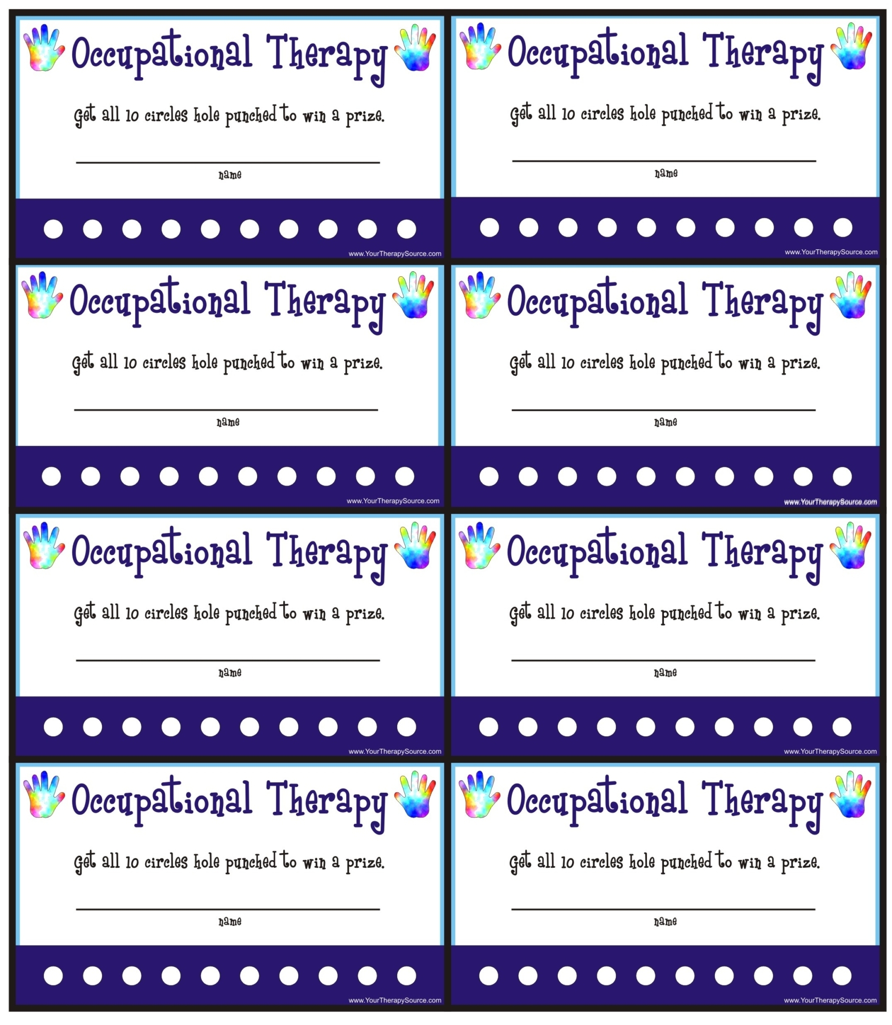 Reward Punch Cards For OT PT Your Therapy Source Reward Punch Cards For OT PT Your Therapy Source