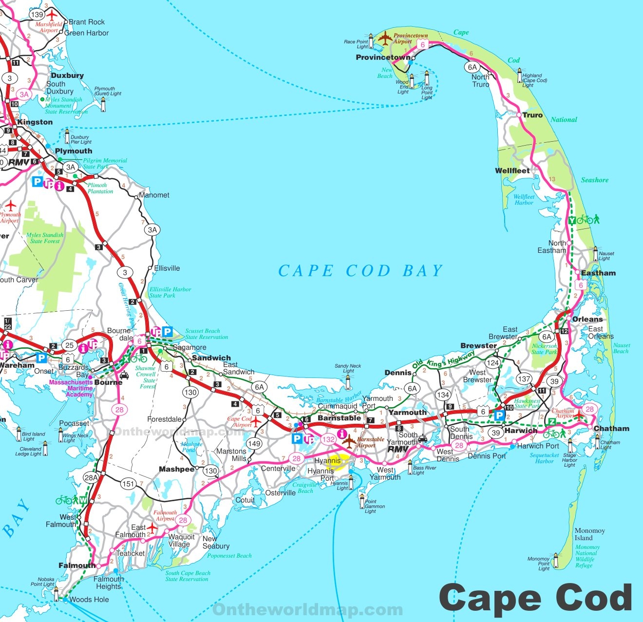 Road Map Of Cape Cod Ontheworldmap