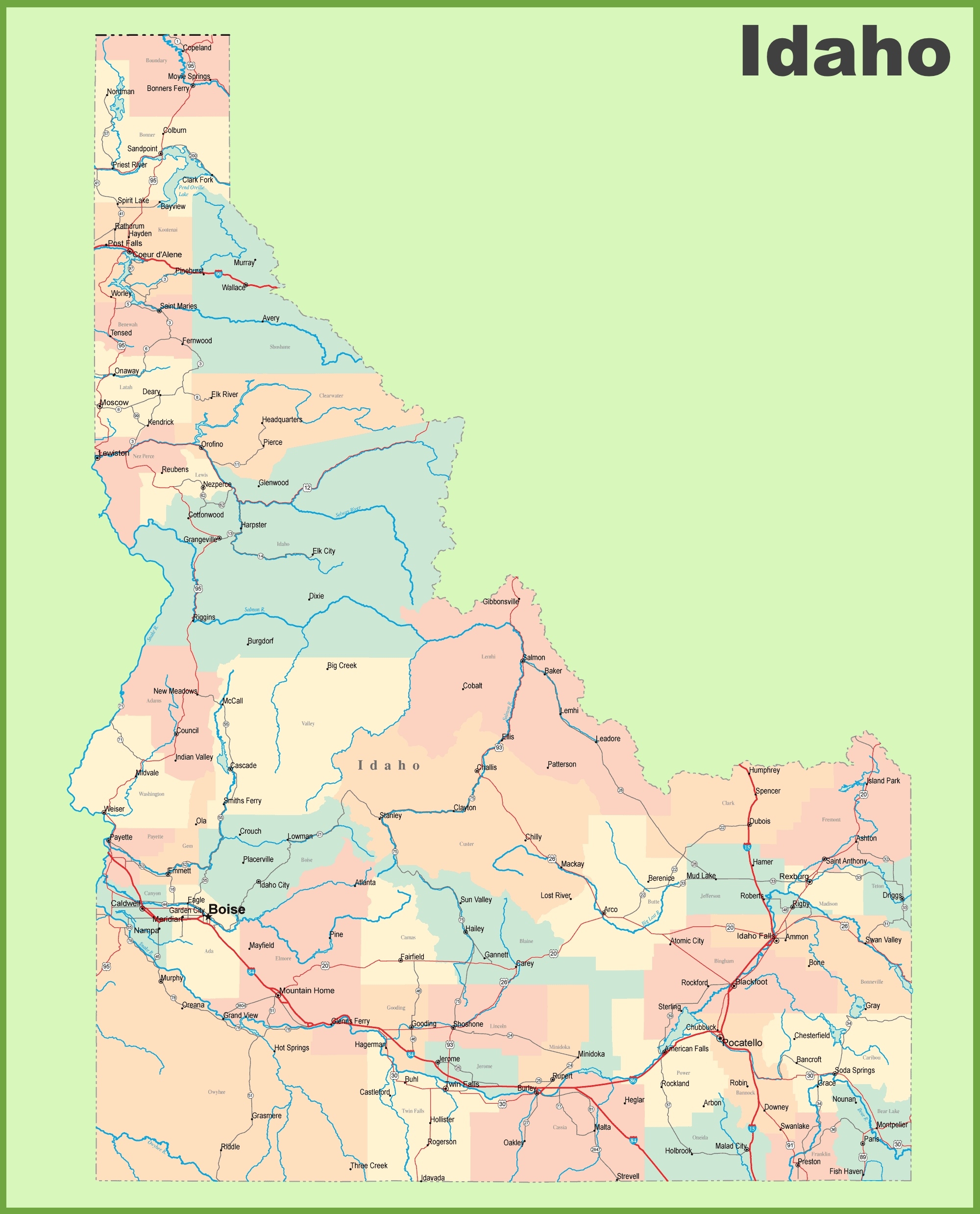 Printable Road Map Of Idaho