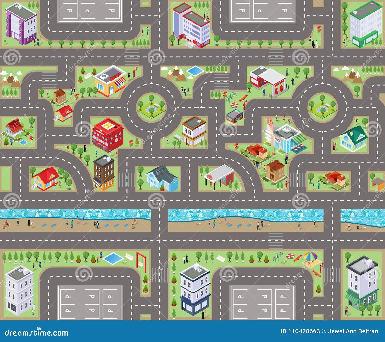 Road Map Top View 3D Stock Illustration Illustration Of Floor 110428663