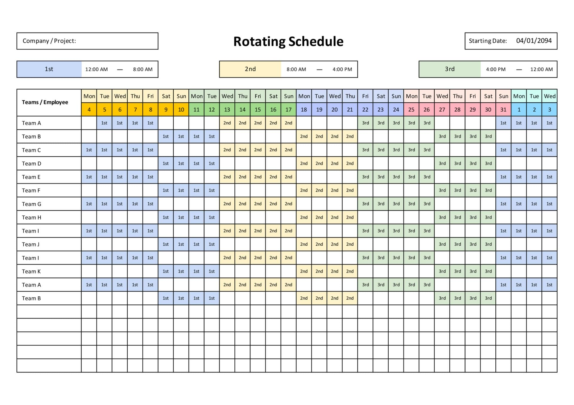 Rotating Shift Schedule Template Excel Google Sheets Highfile Rotating Shift Schedule Template Excel Google Sheets Highfile