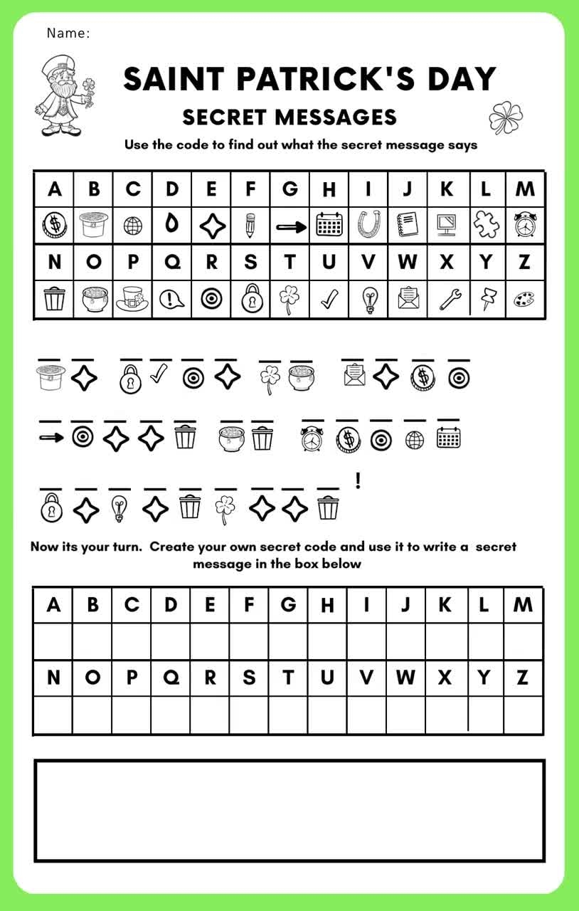 Free Printable Secret Code Worksheets