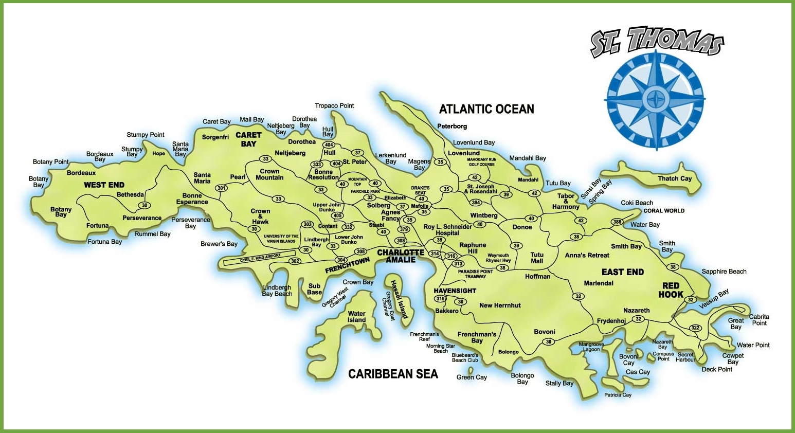 Saint Thomas Road Map Ontheworldmap