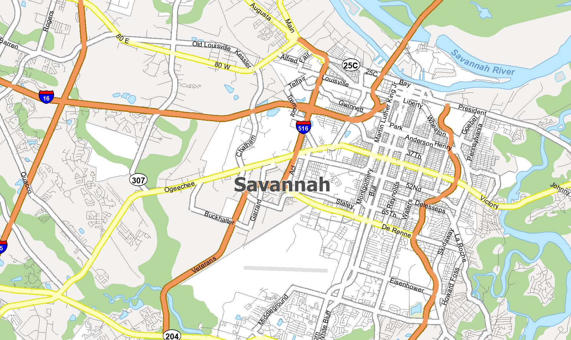 Savannah Georgia Map GIS Geography