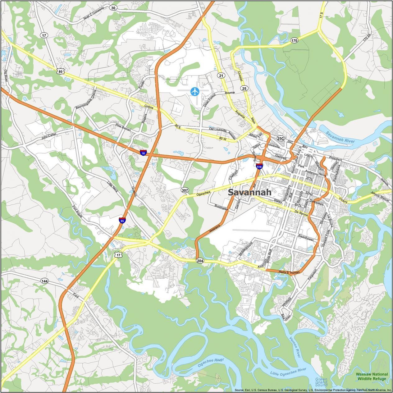 Savannah Georgia Map GIS Geography