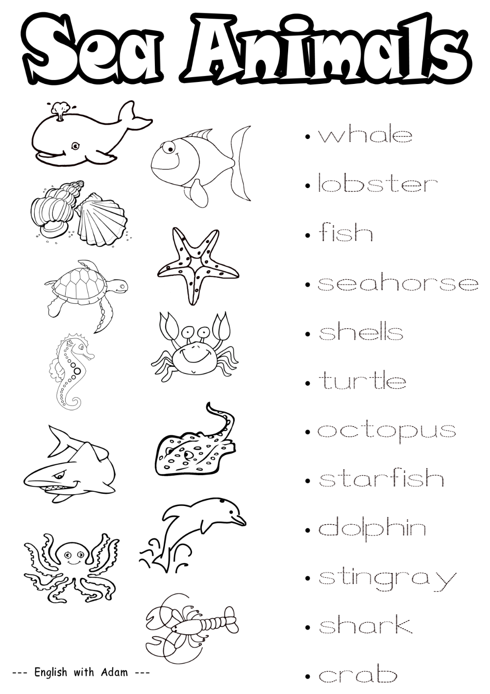 Sea Animal Printable Worksheet Animal Worksheets Sea Animals Worksheets Library