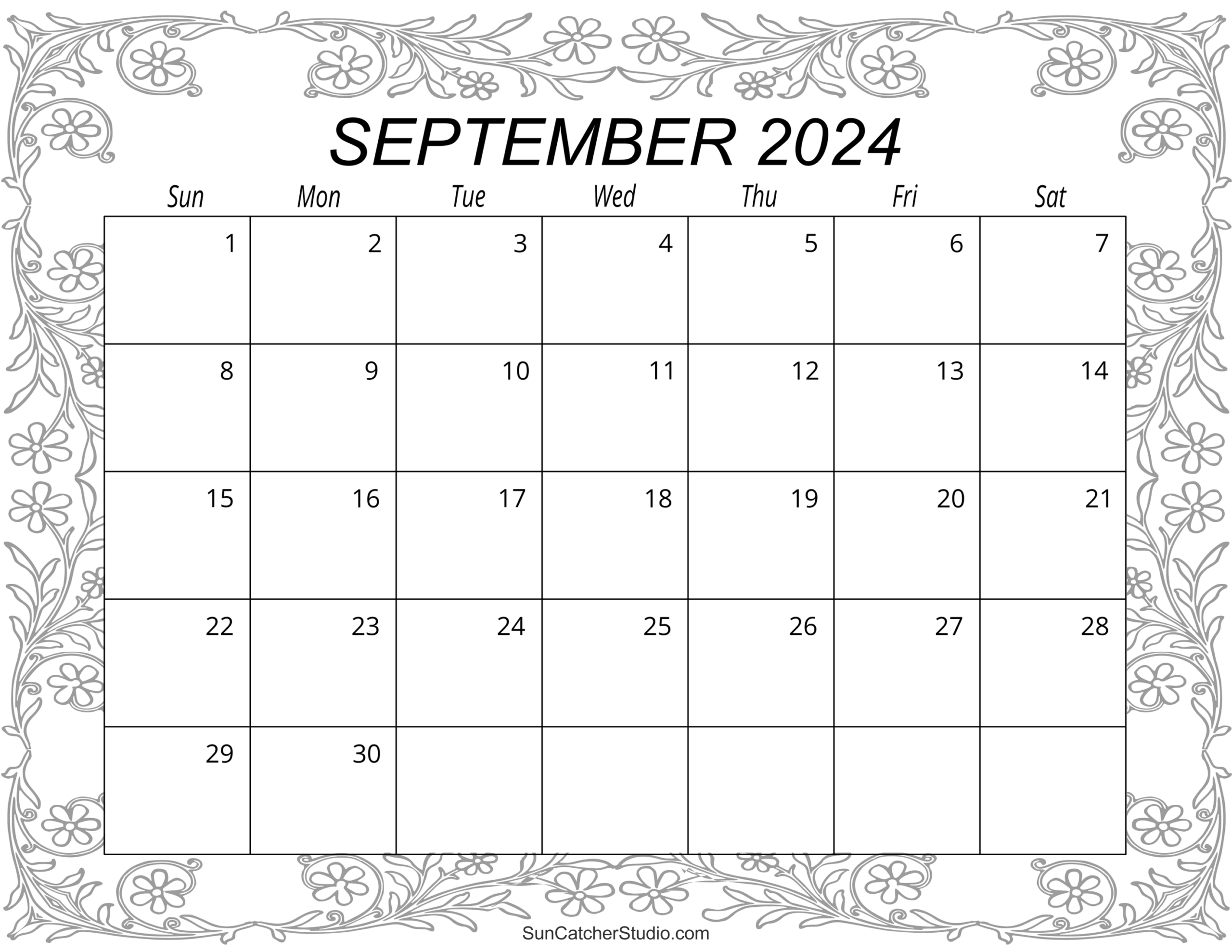 Free September Calendar Printable