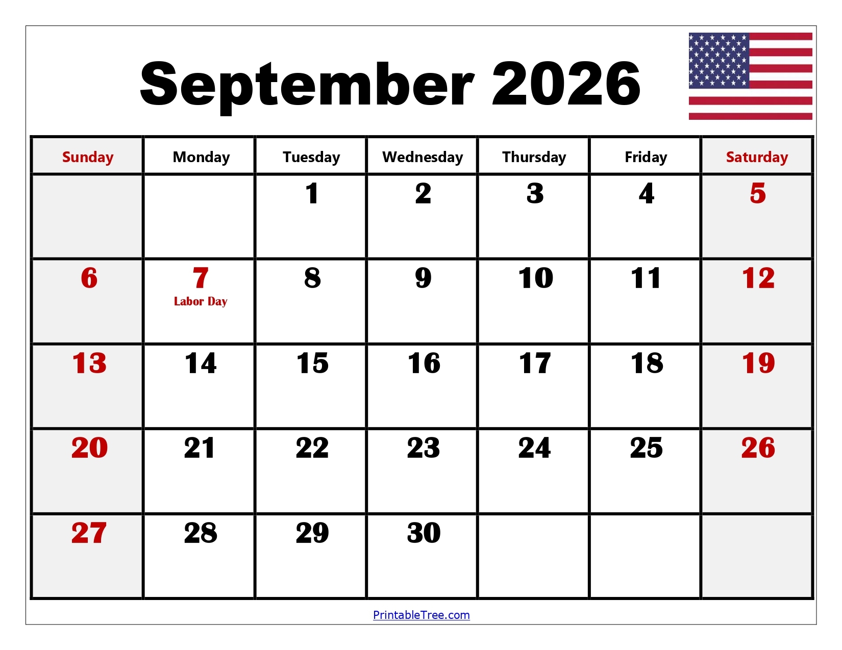 September 2026 Calendar Printable PDF With HolidaysTemplates