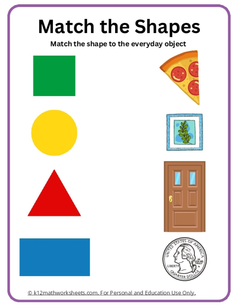 Free Printable Shapes Worksheets For Kindergarten