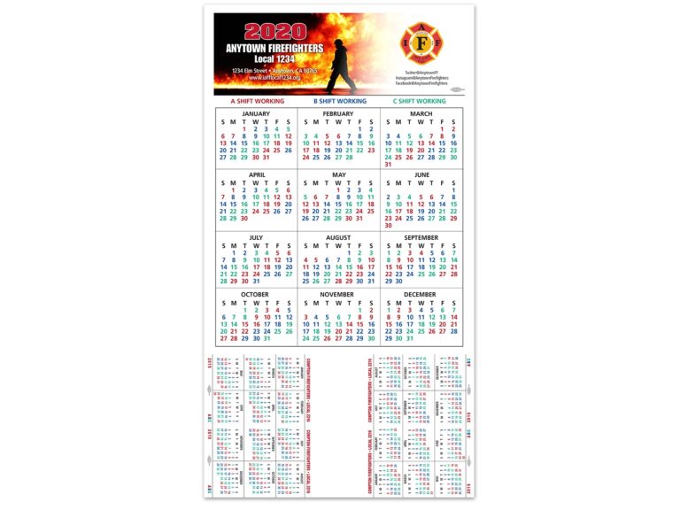Shift Calendars Firefighters Print Design