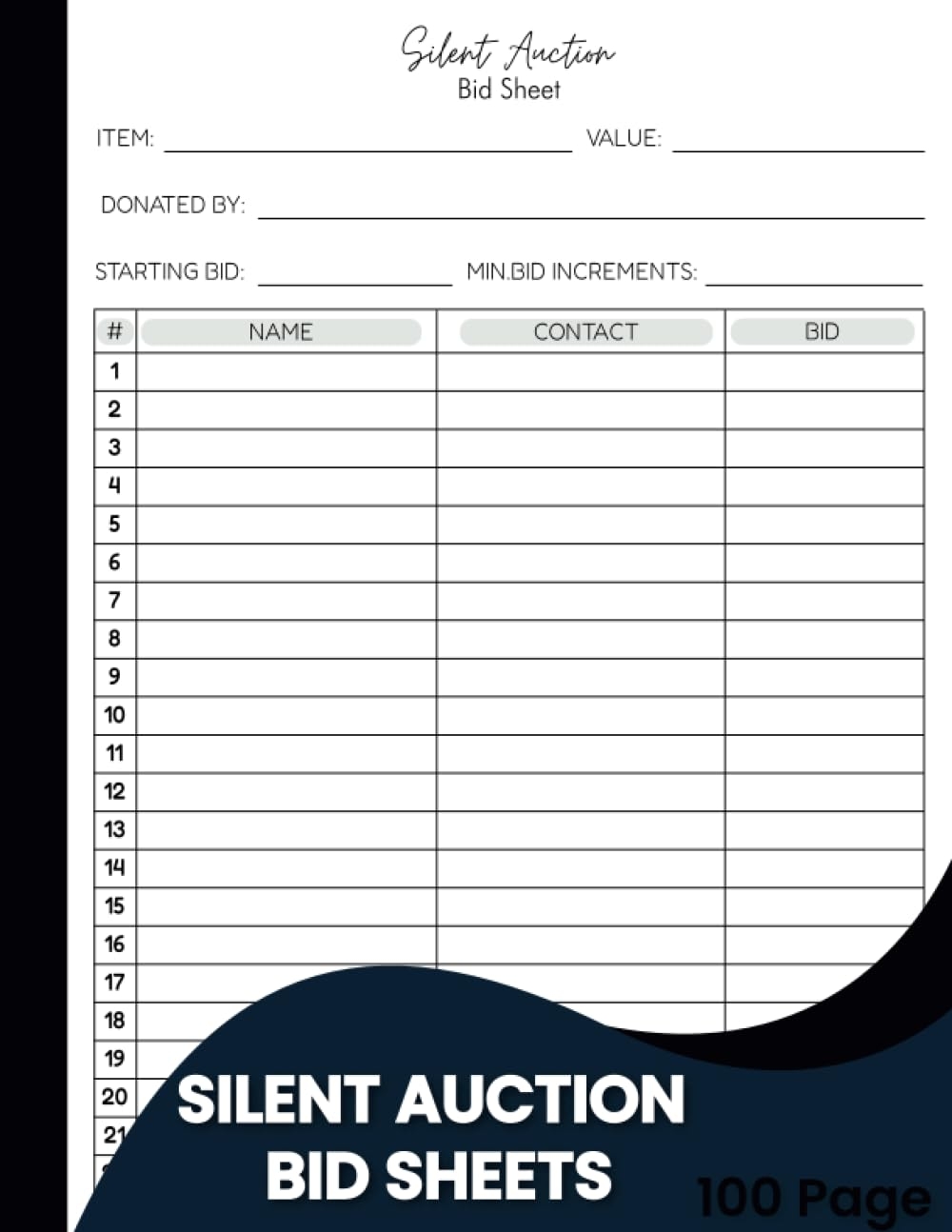 Silent Auction Bid Sheets Streamline Bidding With Comprehensive Bidding Sheets Charity Auction Bid Tracking And Planning Tools 100 Page Auction Bid Form 8 5 11 Inches DK Auction Amazon de Books