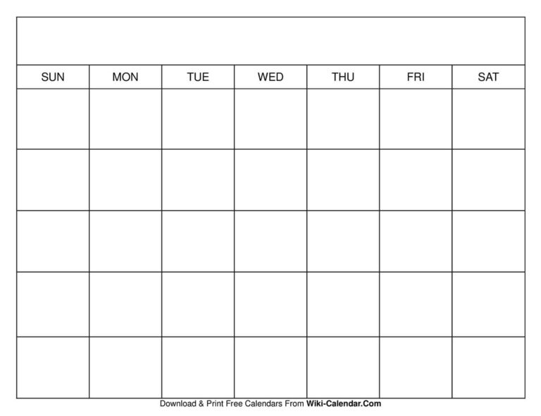 Simple Blank Calendar Templates Free To Download Print