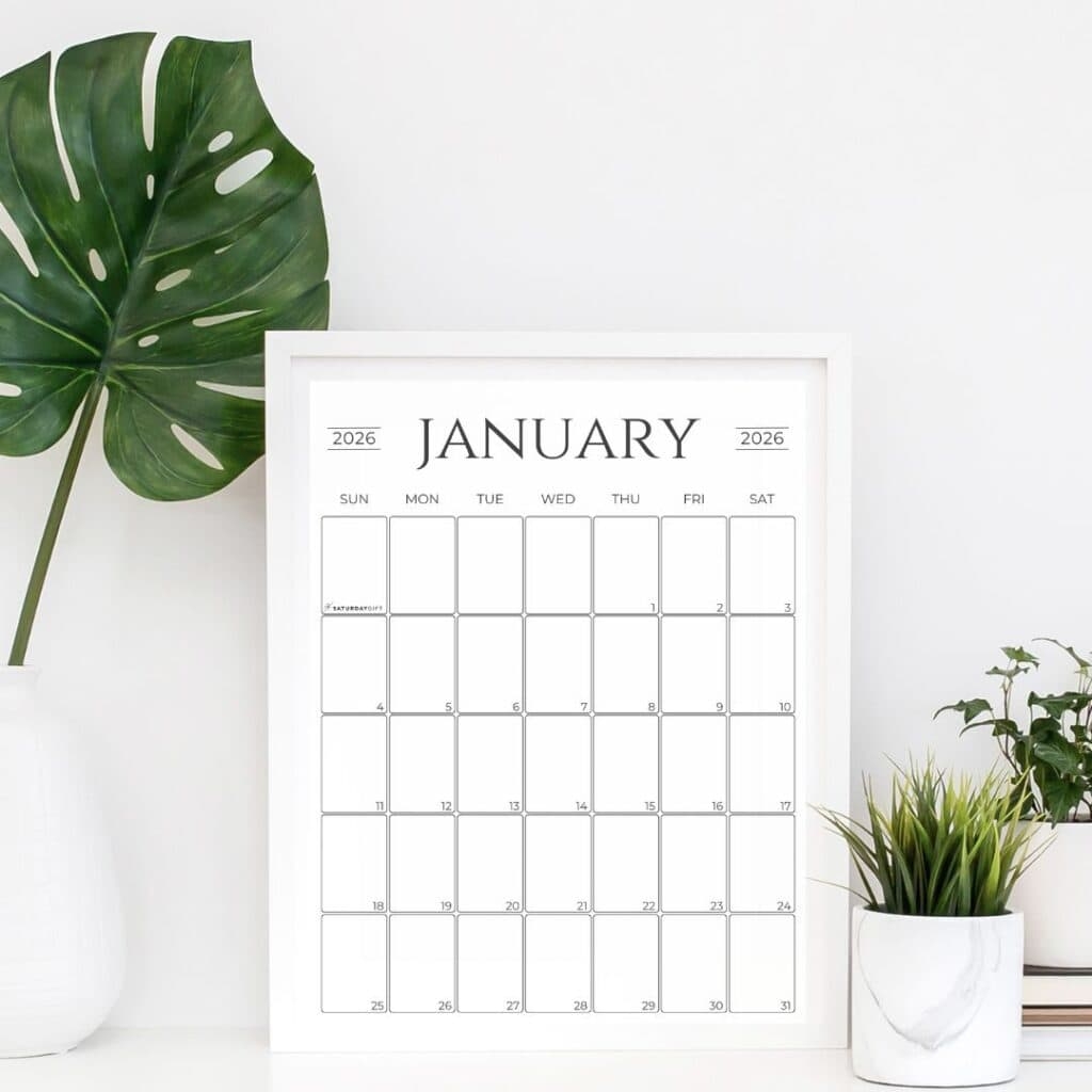 Simple Calendar 2026 Free Printable Vertical Calendars