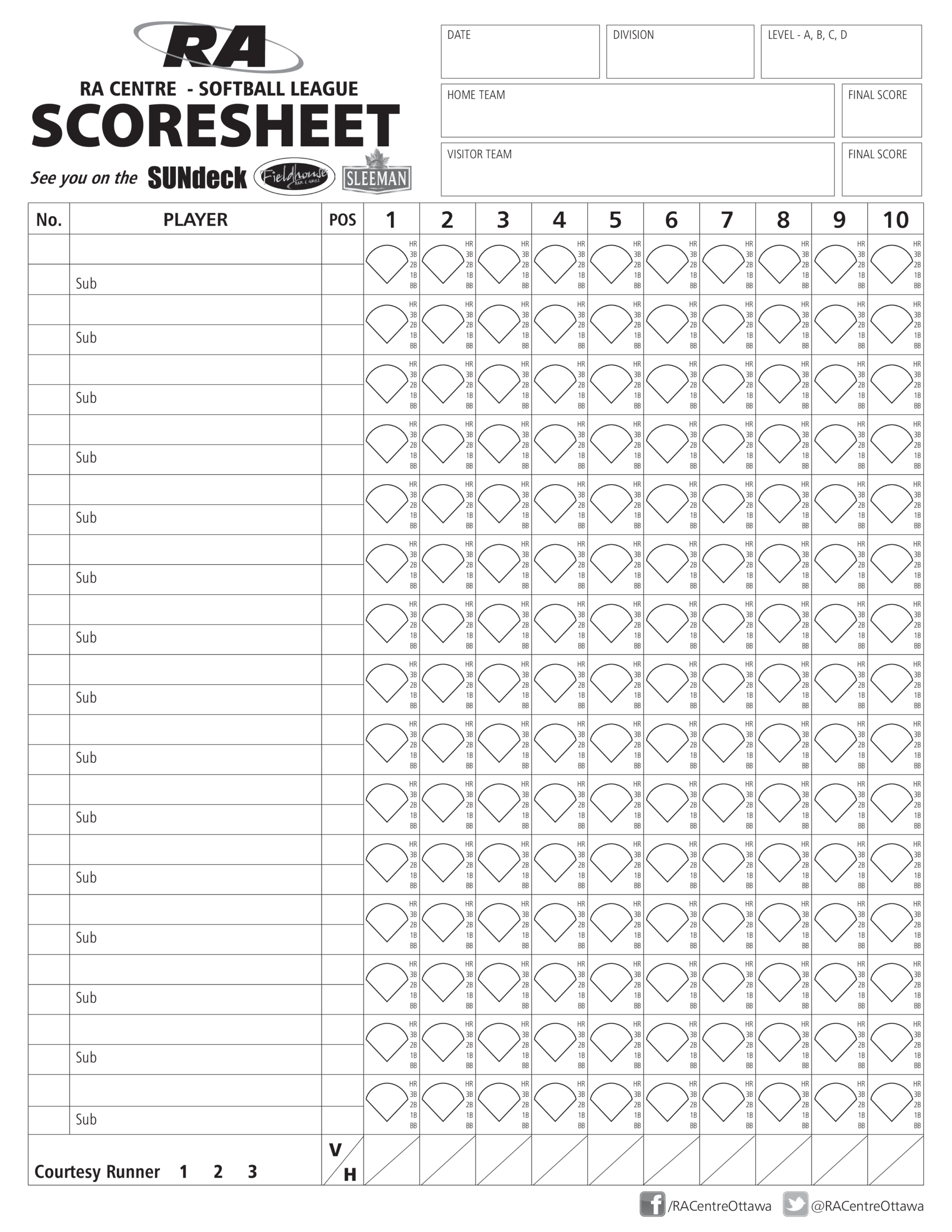 Softball Score Sheet Printable Free