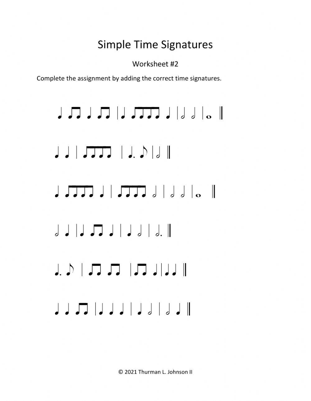Simple Time Signature 2 Worksheet Live Worksheets Worksheets Library