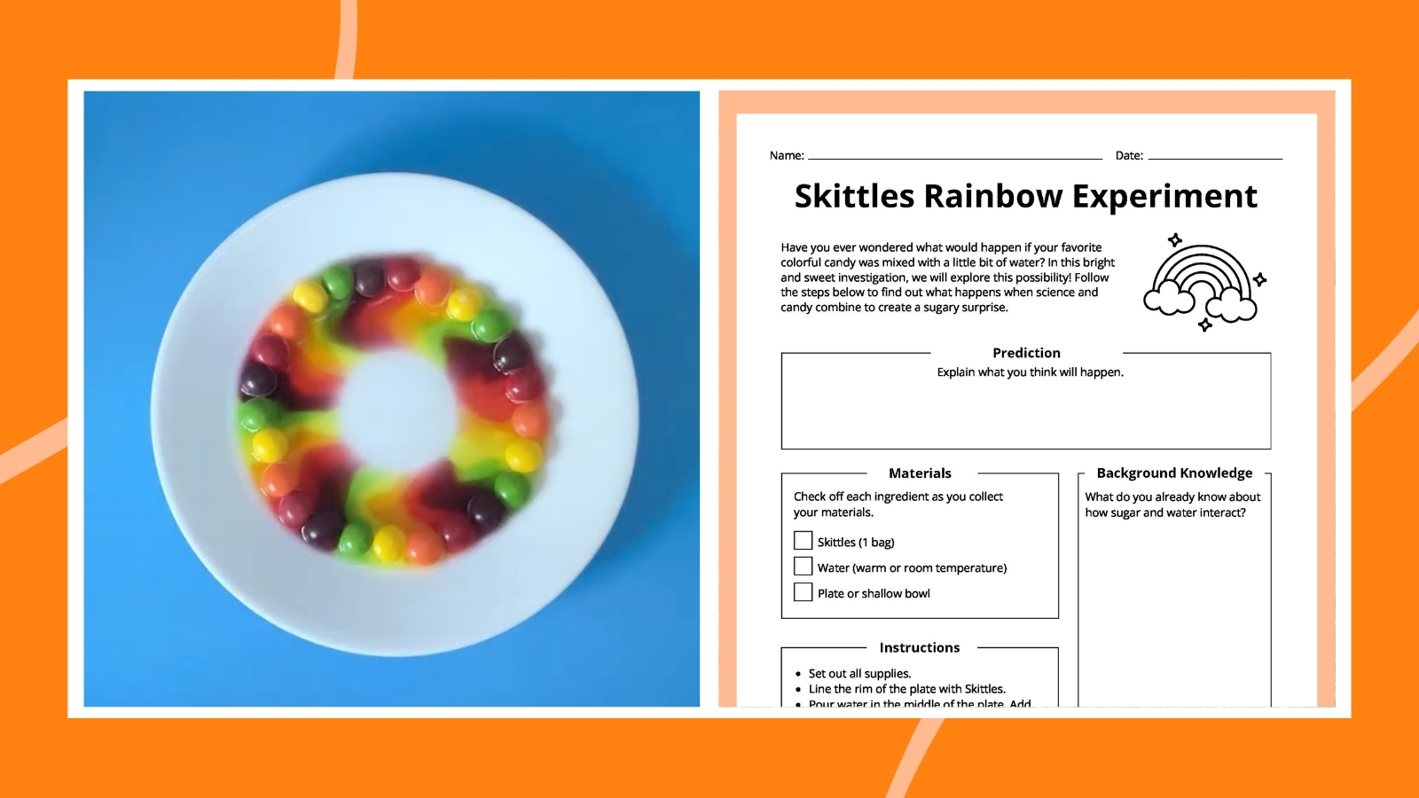 Skittles Rainbow Experiment How To Plus Free Worksheet