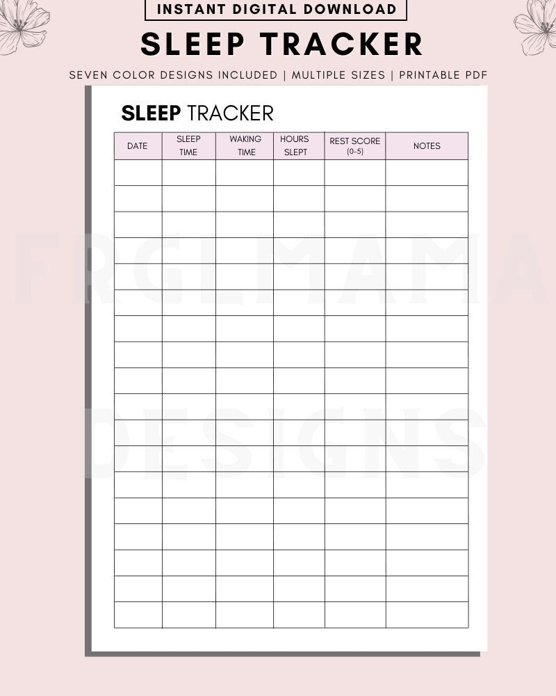 Free Printable Sleep Diary Worksheet