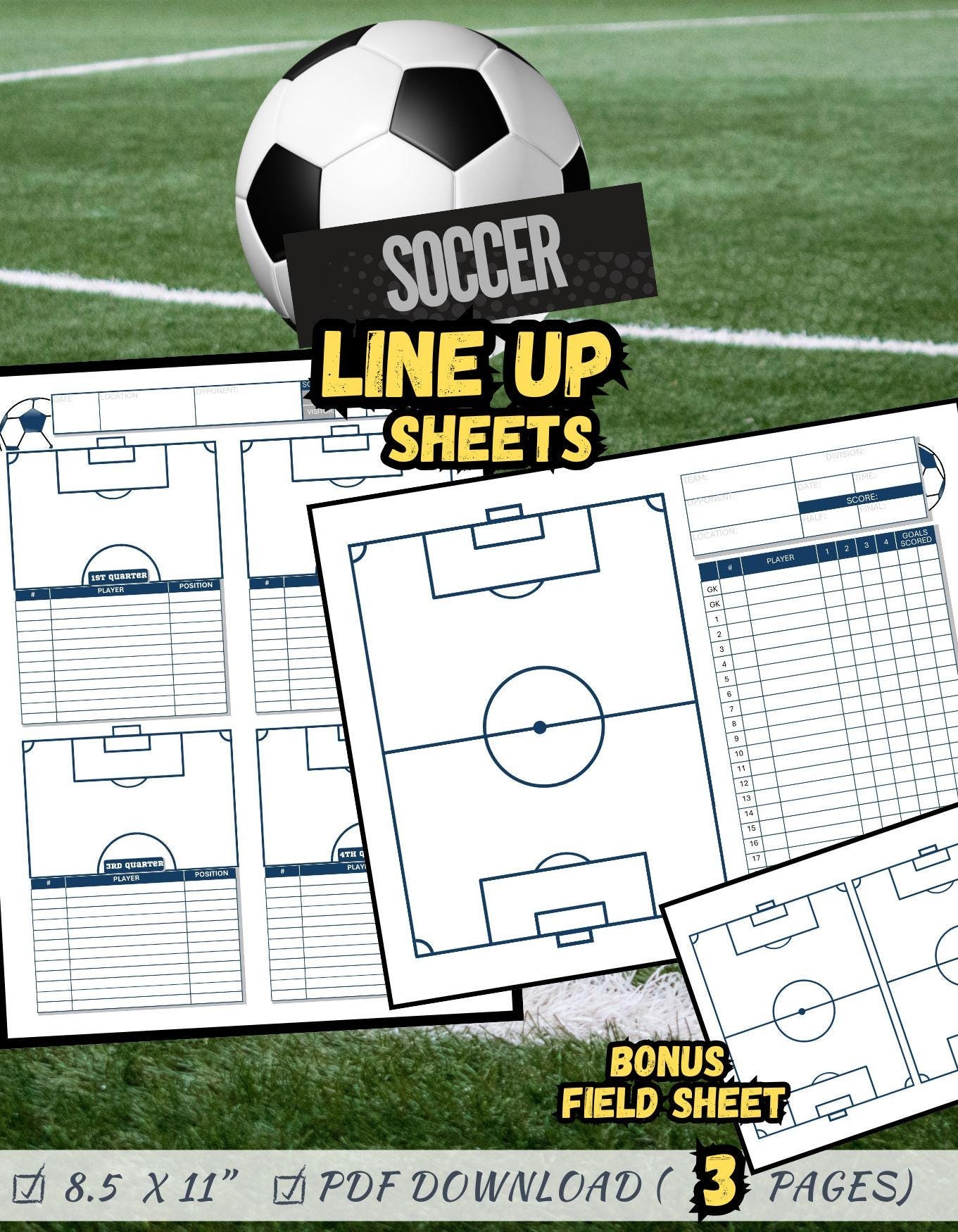 Soccer Lineup Sheet Etsy