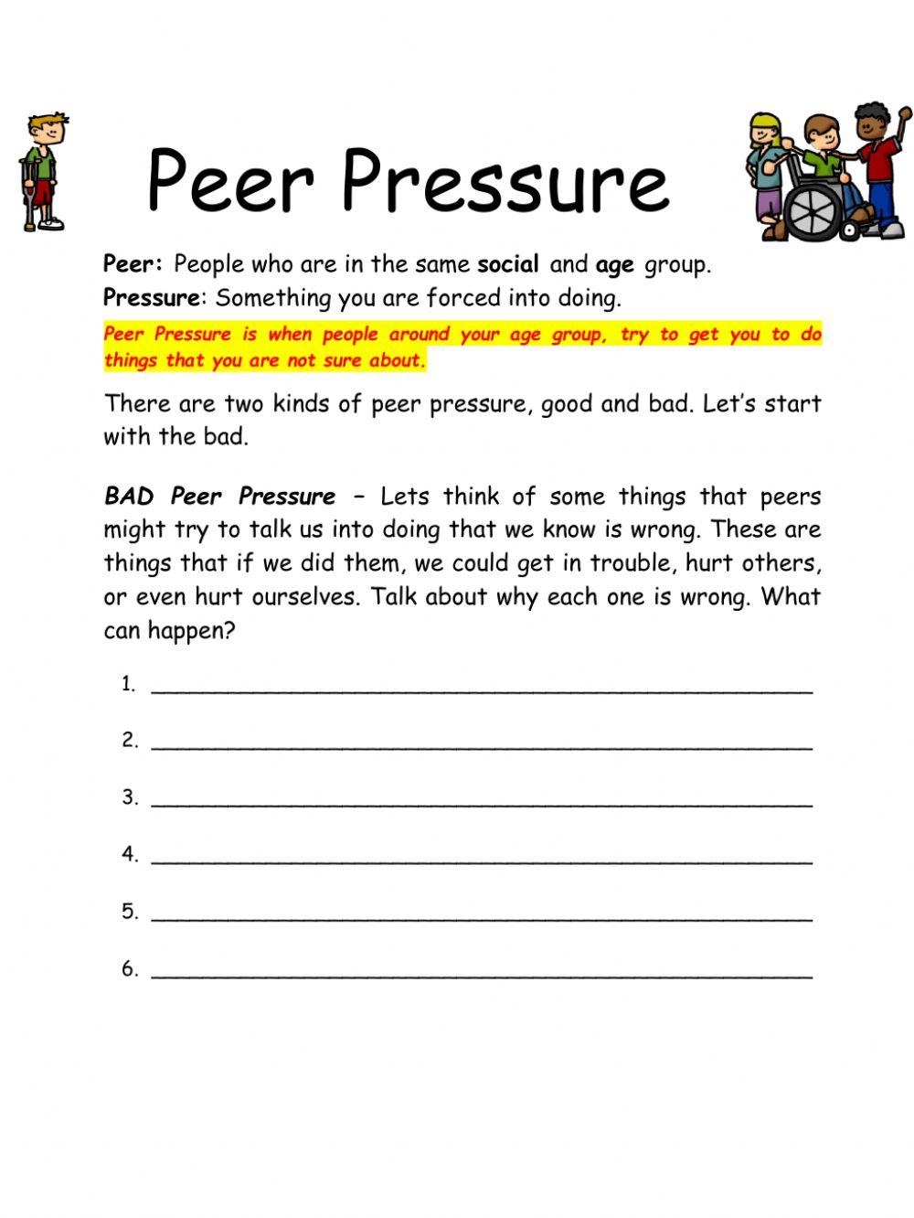 Social Skills Peer Pressure Online Exercise For Worksheets Library