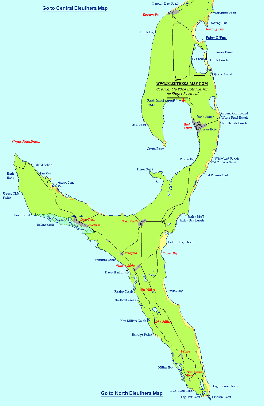 South Eleuthera Map Bahamas