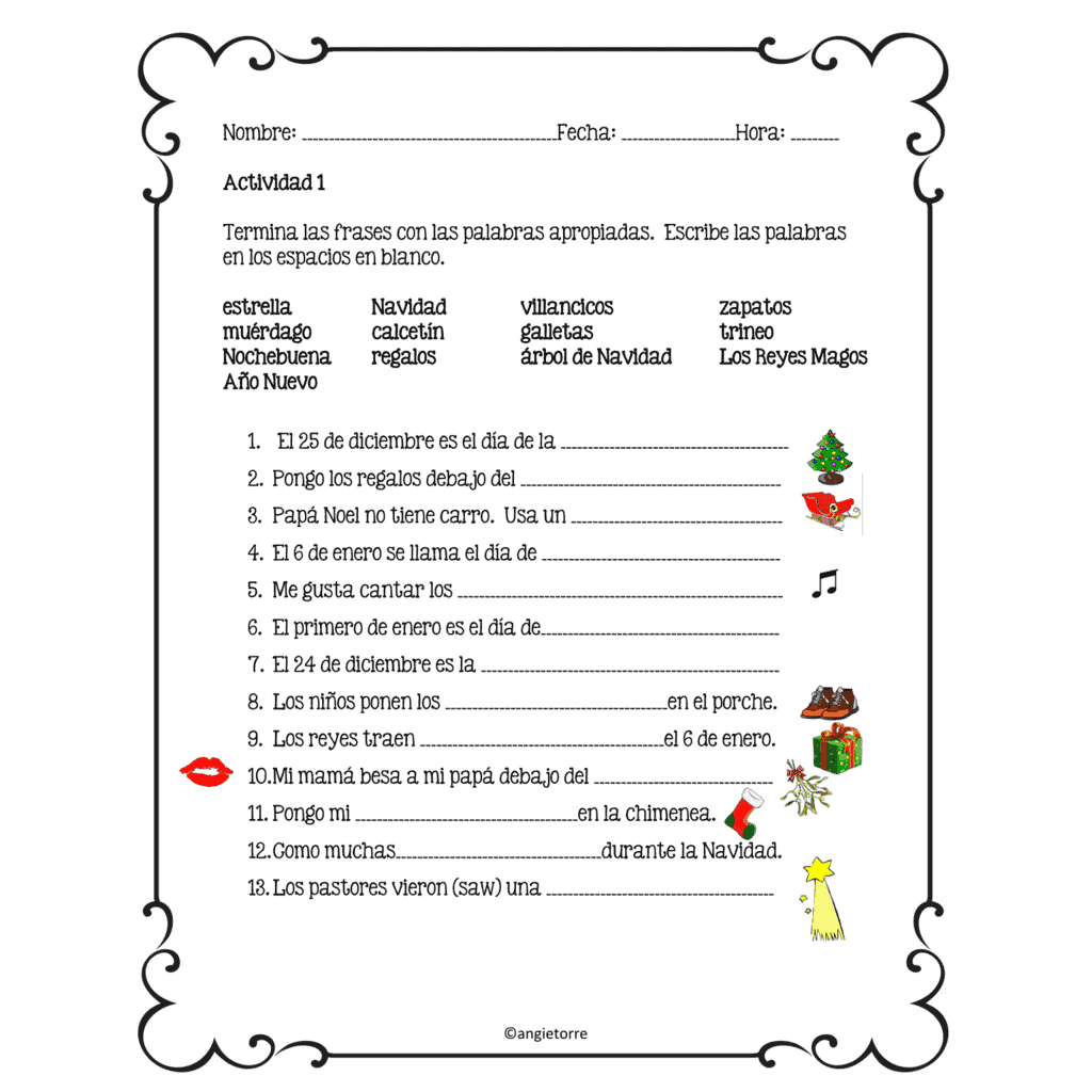 Spanish Christmas La Navidad Interactive Notebook Activities 