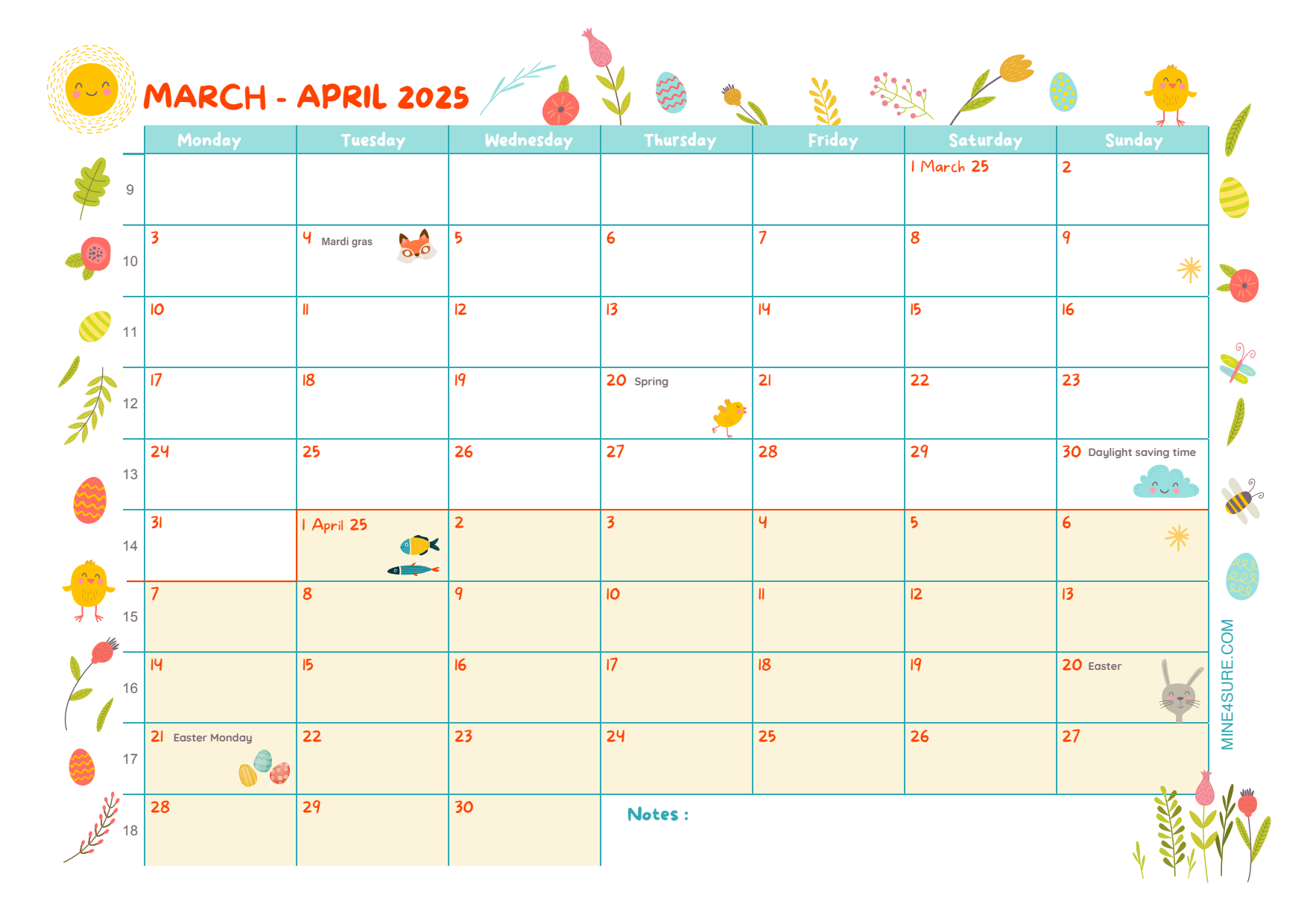 Spring Is Coming Download Your March April Calendar Free Printable Mine4Sure s Blog