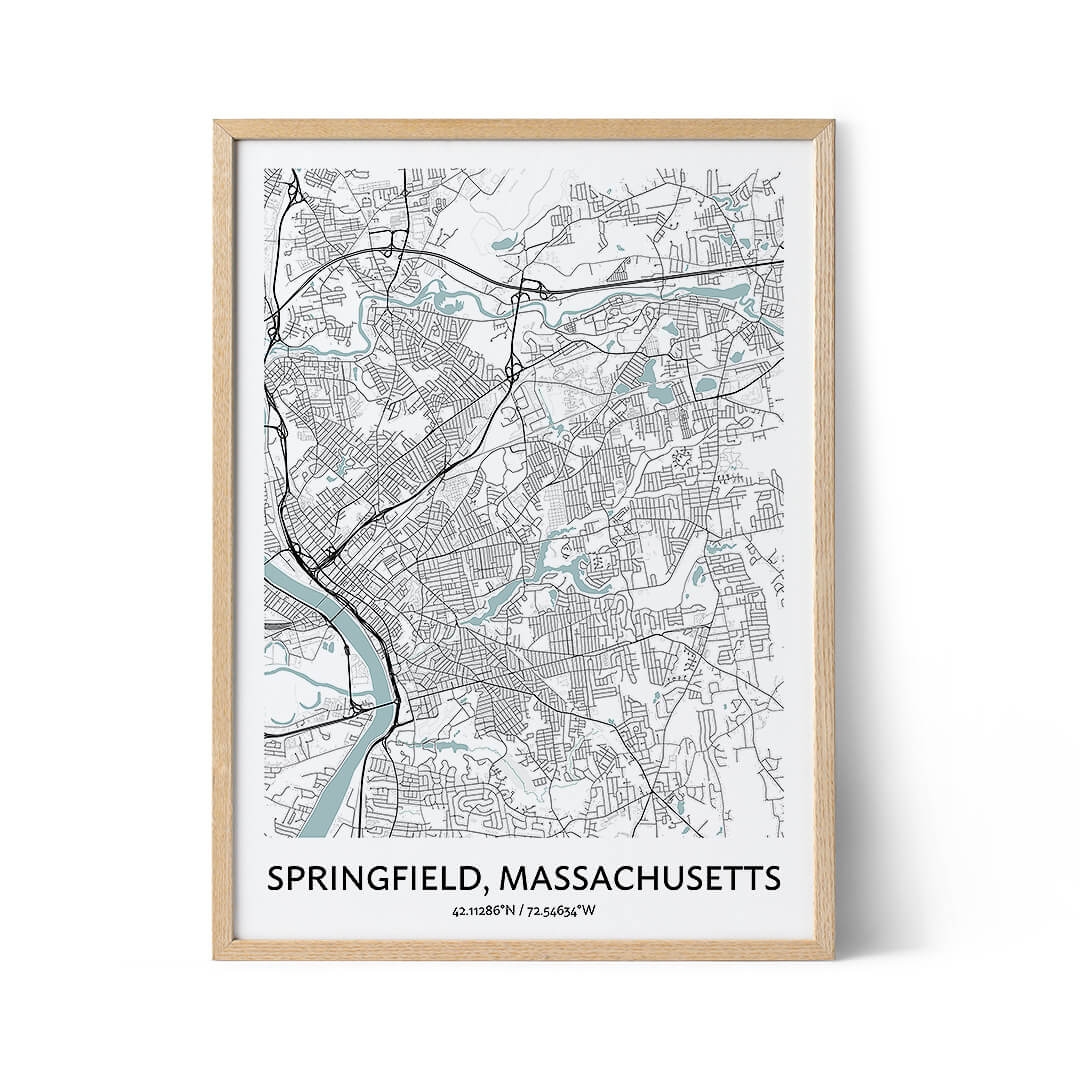 Springfield Massachusetts Map Poster Your City Map Art Positive Prints