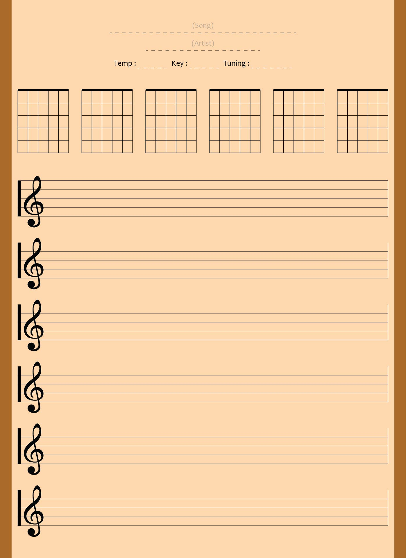 Guitar Blank Sheet Music Printable