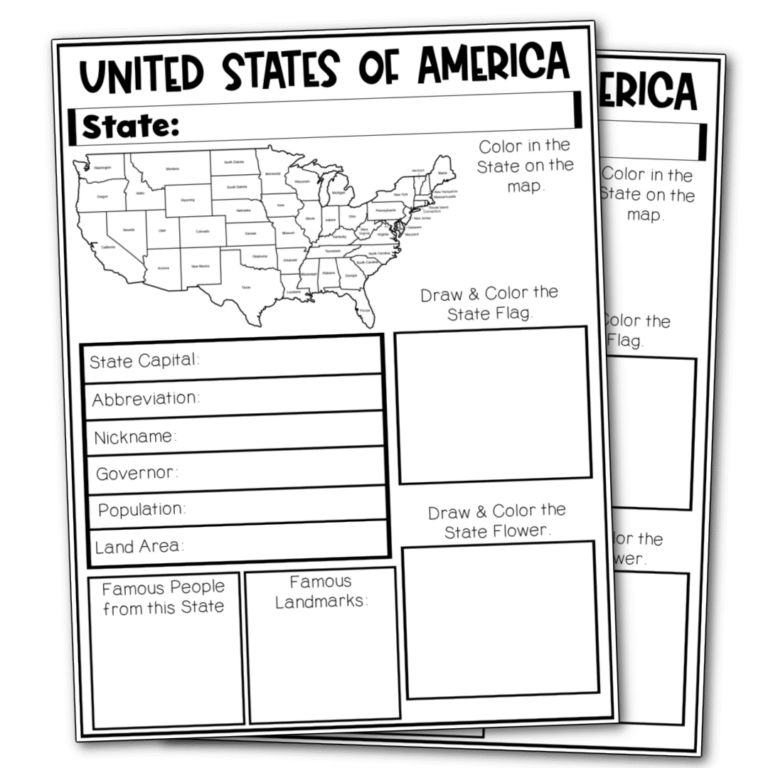 State Facts Worksheet