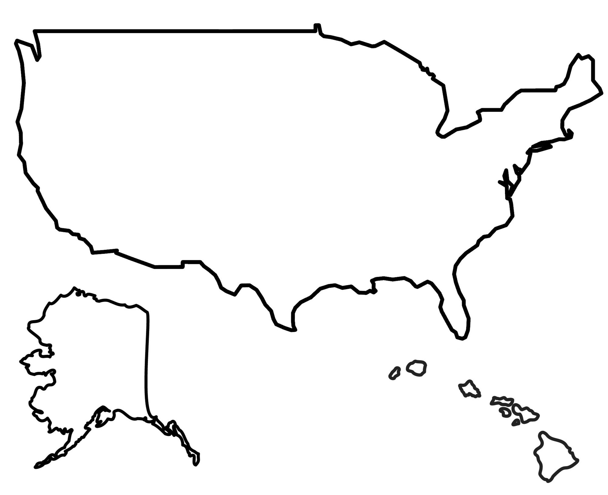 Printable Black And White Usa Map