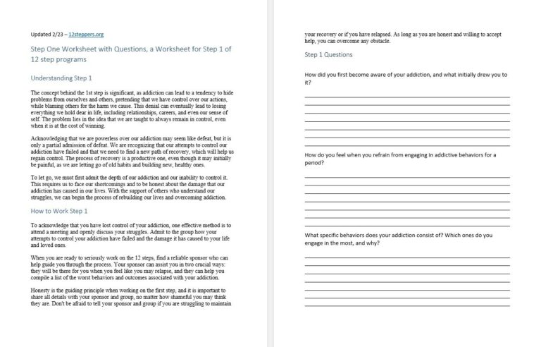 Step 1 Worksheet With Questions Free PDF Download U0026 Print 12 