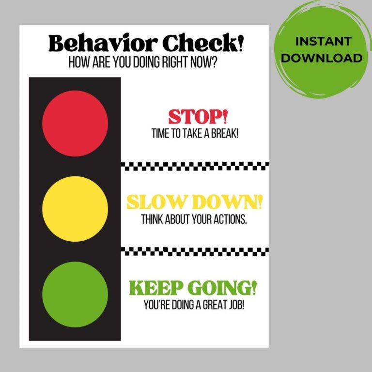 Stop Light Behavior Chart Printable Kids Behavior Chart Behavior Chart Visual Self Behavior Management Visual Classroom Behavior Management Etsy Norway