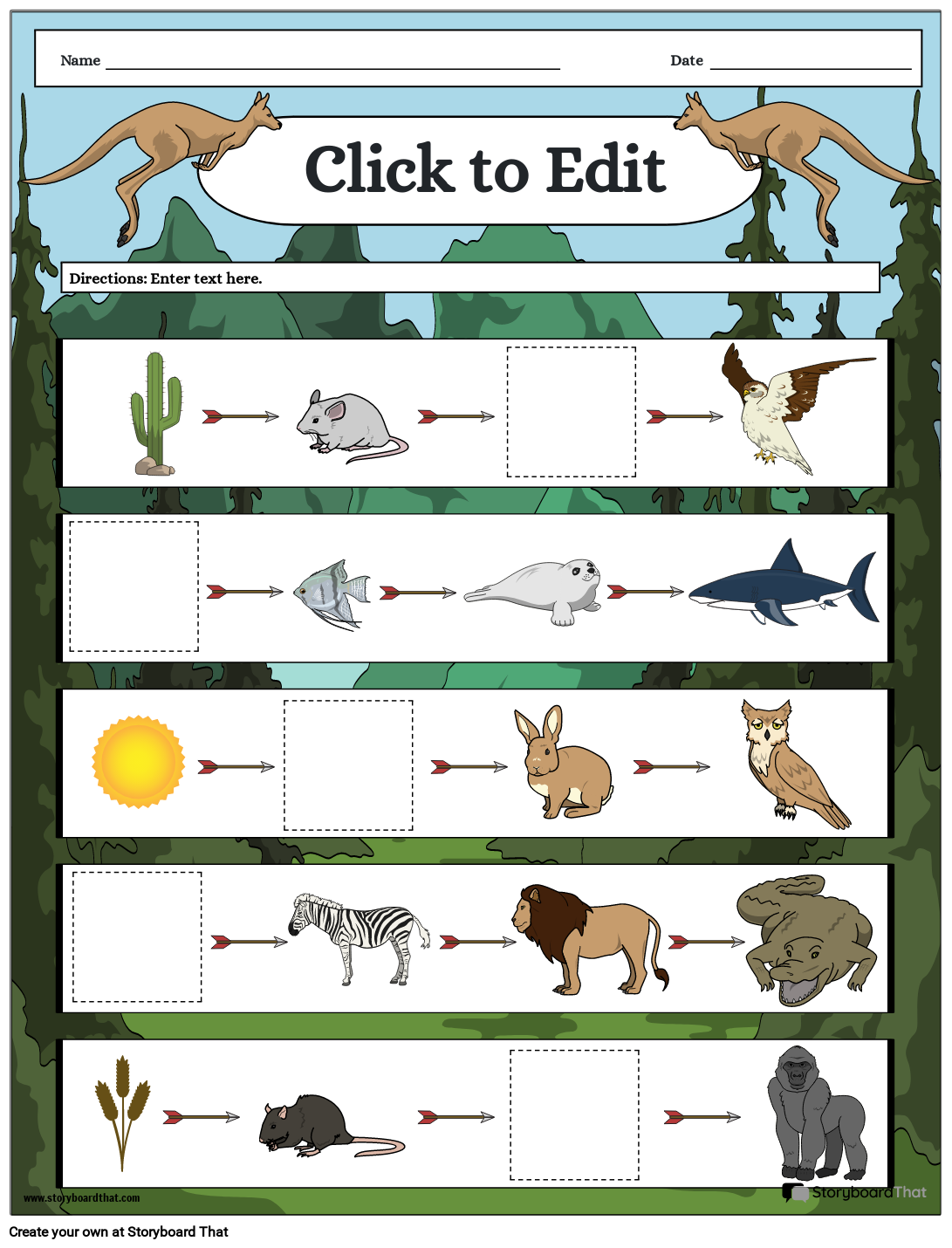 Storyboard That Free Food Chain Worksheet Templates