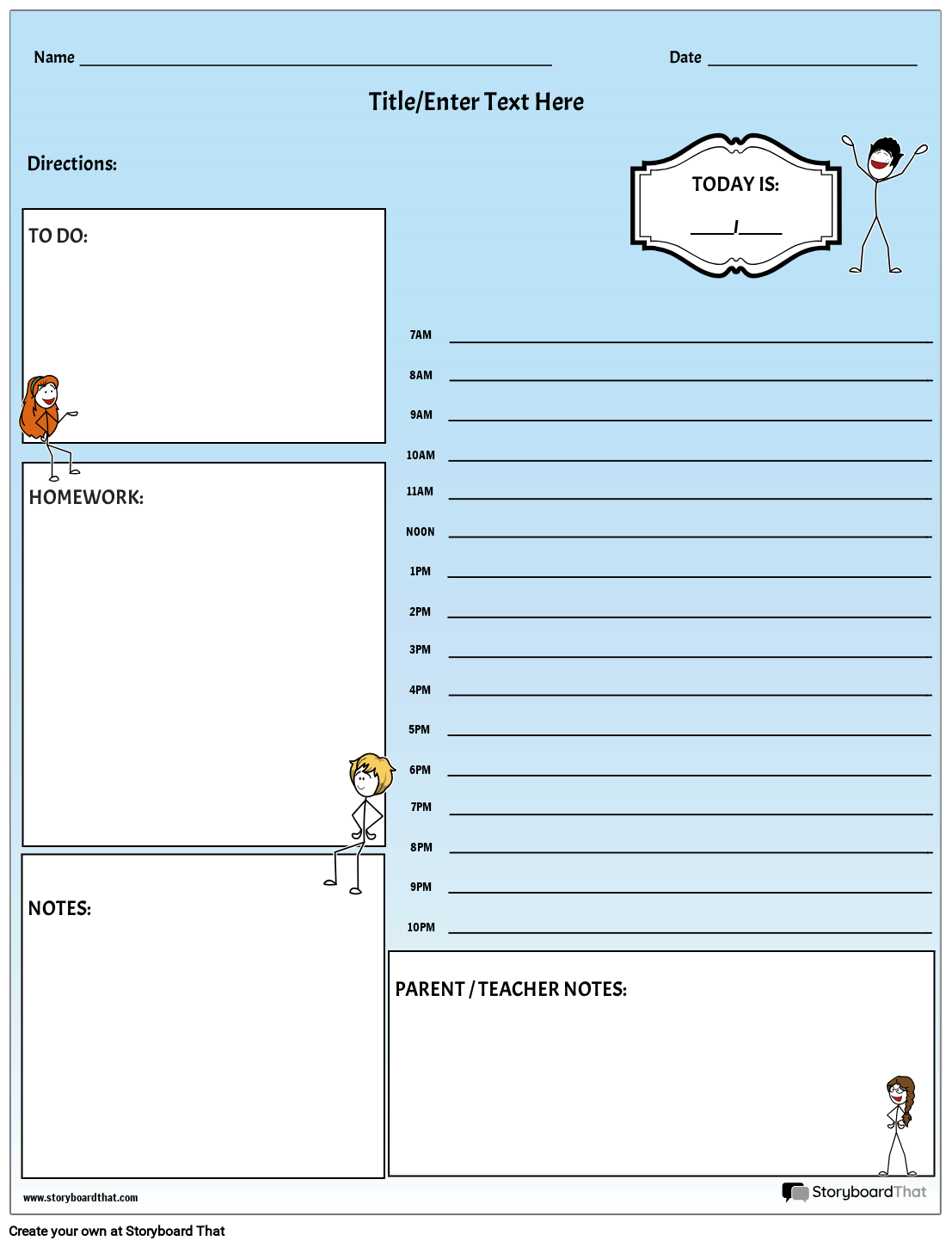 Storyboard That Free Student Planner Templates