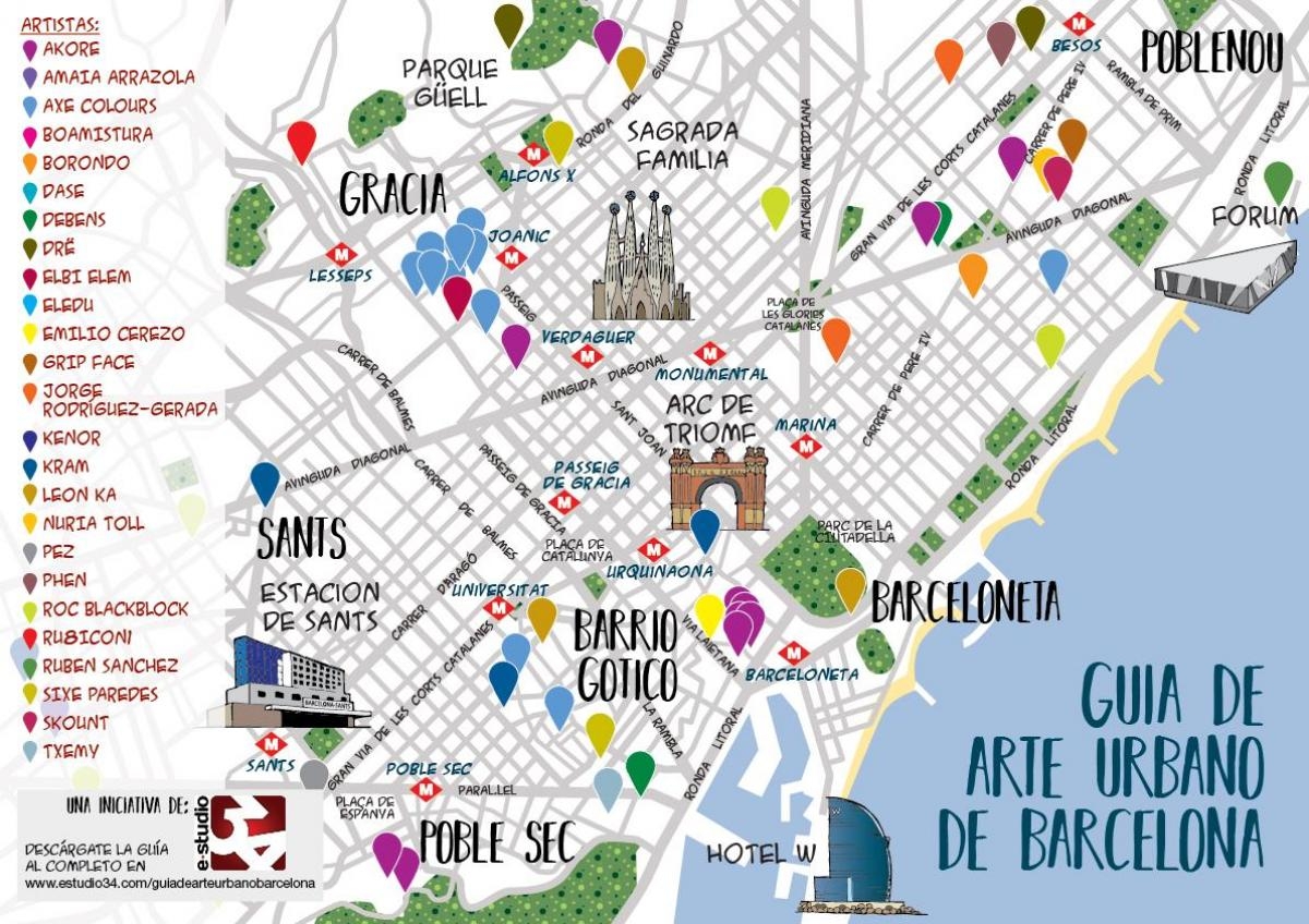 Street Art Barcelona Map Barcelona Street Art Map Catalonia Spain 