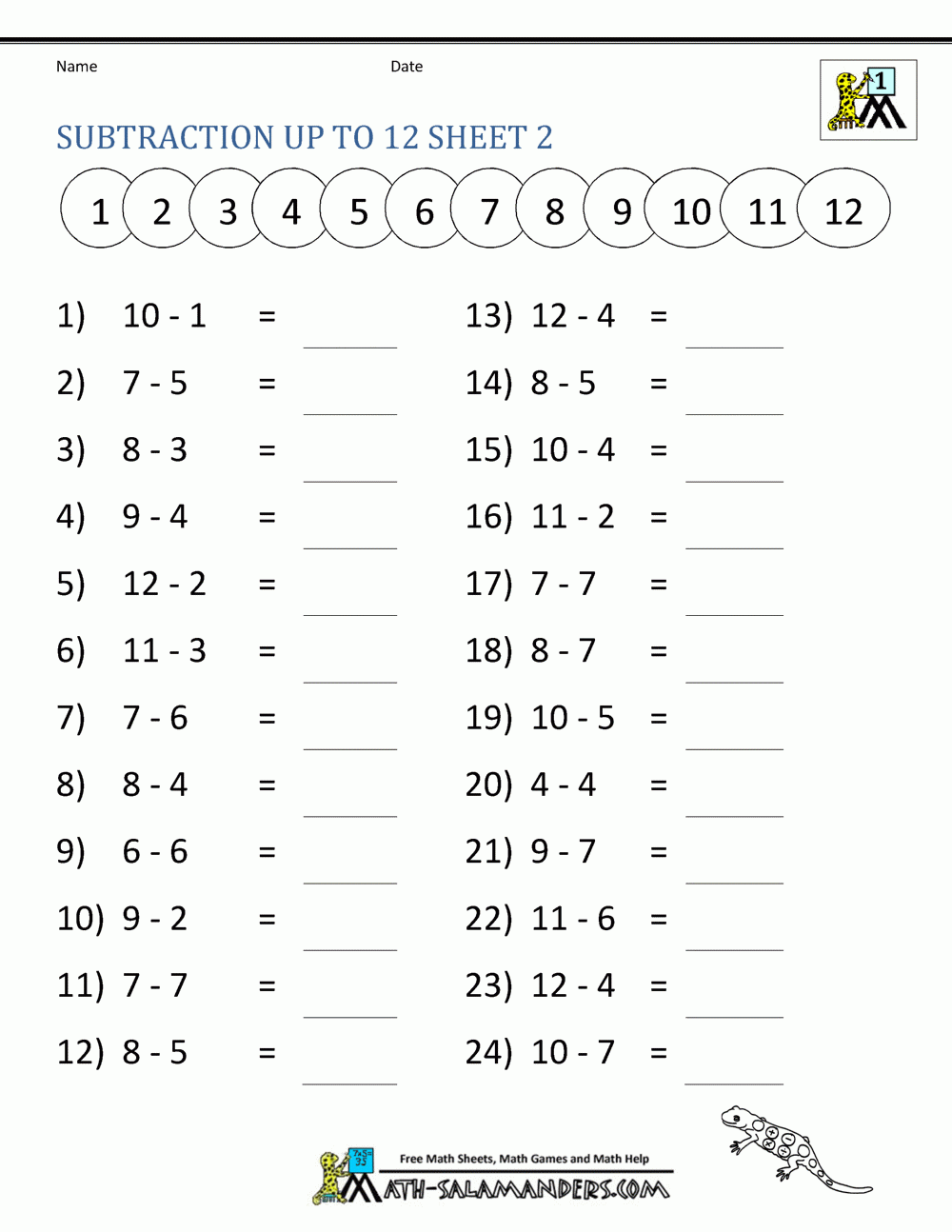 Math Worksheet Free Printable