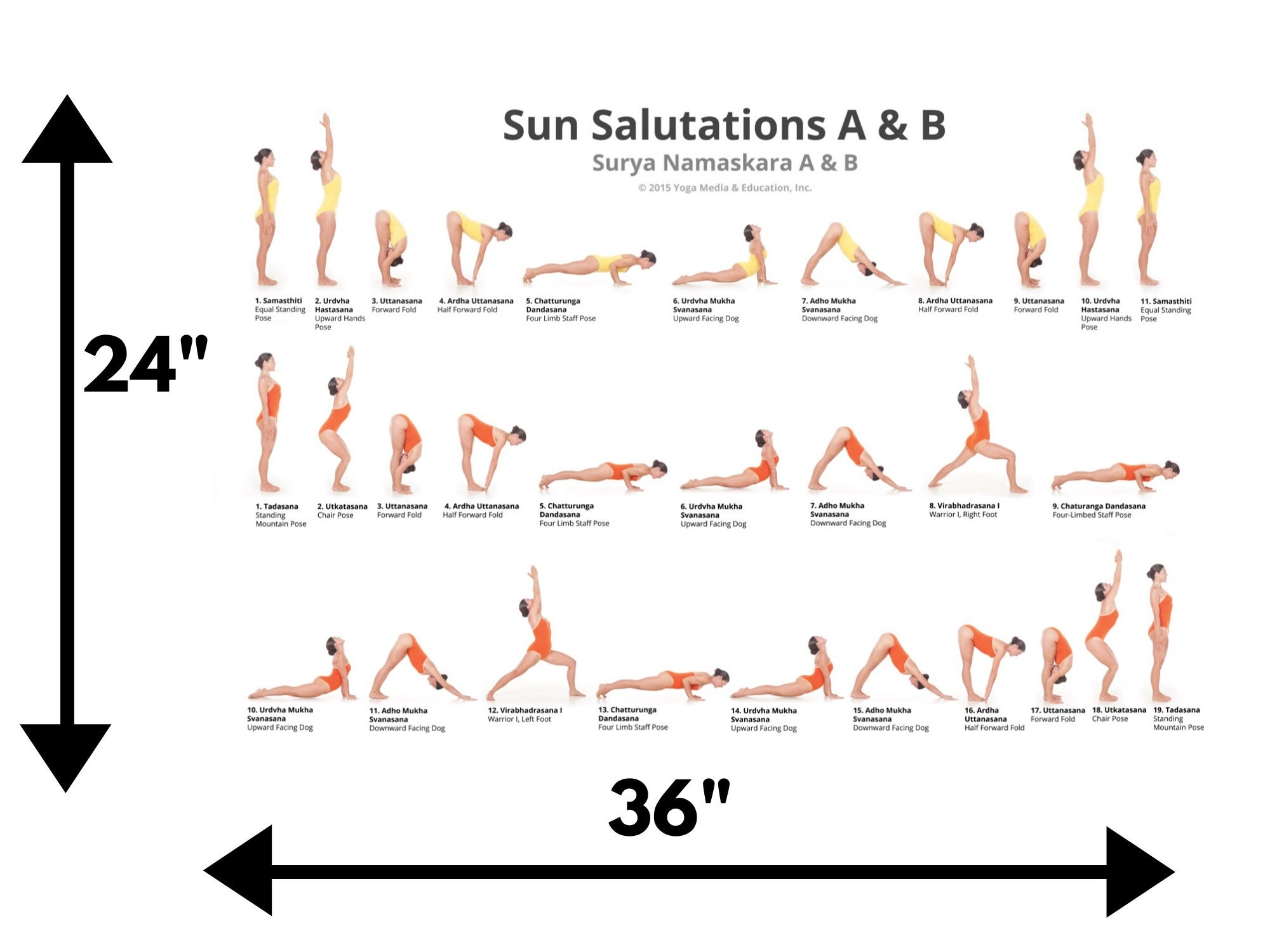 Sun Salutations A B Poster Of Yoga Poses Digital Download Etsy