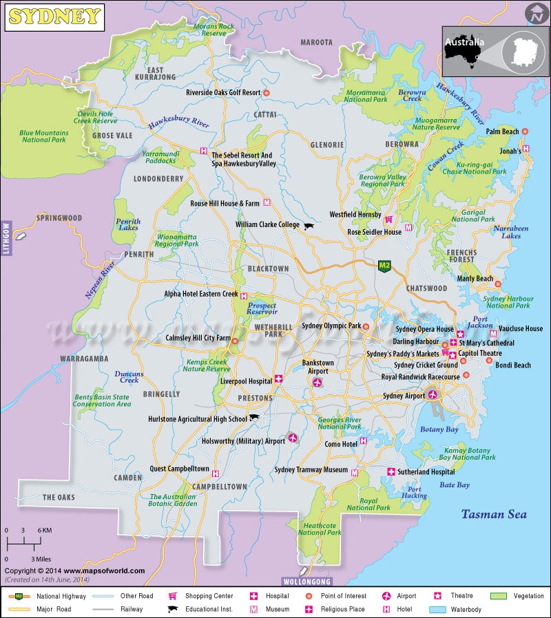 Printable Map Of Sydney Australia