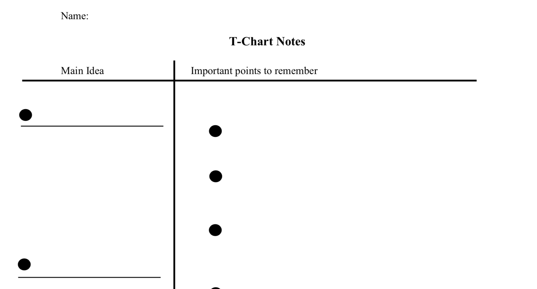 Printable T Chart Pdf